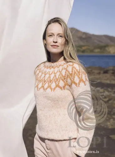 43-14 Mar Strikkeopskrift sweater i Plötulopi (pladegarn) og Einband PDF