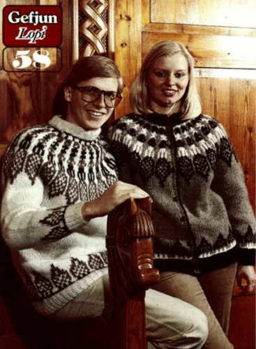 Gratis opskrift – Einblöðungur 58 sweater og cardigan i Plötulopi (pladegarn) (islandsk)