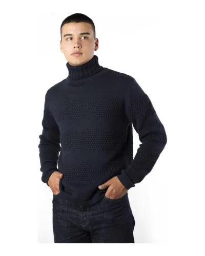 Nyhavn sweater høj hals Midnight Blue – Fuza Wool