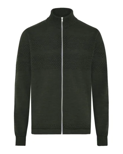 Saltum cardigan med metallynlås Olive Melange – Clipper