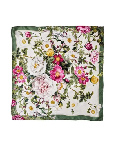 Silketørklæde Rose Flower Garden JL 50 x 50 cm, rosa/grøn – Koustrup & Co.