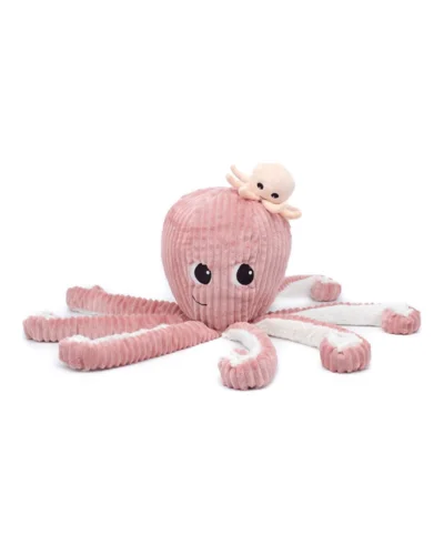 Blæksprutte bamse med unge – rosa, 45 cm