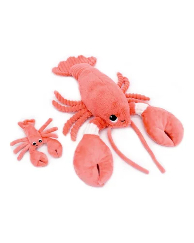 Hummer bamse med unge – koral, 48 cm
