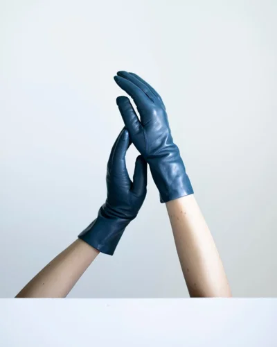 Rhanders lammeskindshandsker i denim
