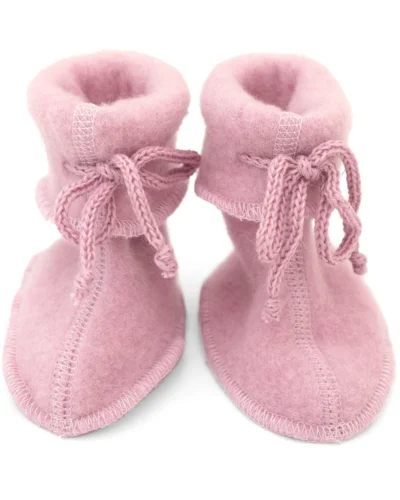 Engel Natur babyfutter med bindebånd i uldfleece, rosentræ meleret