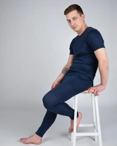 Engel Natur herre leggings i uld & silke, navy – billede 3
