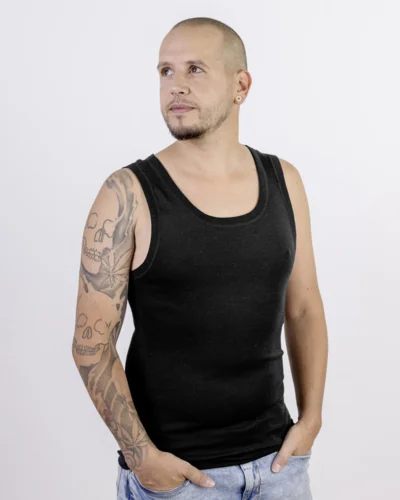 Engel Natur herre singlet i uld & silke, sort – billede 2