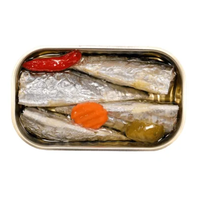 Minerva – Sardiner i krydret olivenolie med grøntsager – 120 g – åben dåse