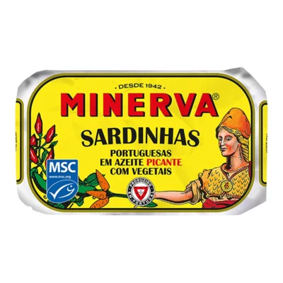 Minerva – Sardiner i krydret olivenolie med grøntsager – 120 g