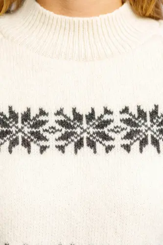 Uldsweater / Naturhvid med koksgrå stjerner