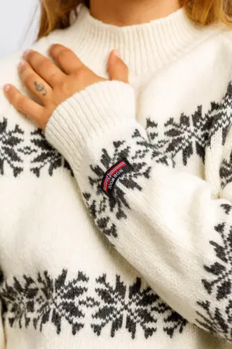 Uldsweater / Naturhvid med koksgrå stjerner