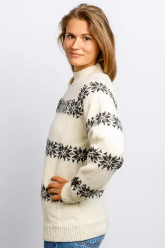 Uldsweater / Naturhvid med koksgrå stjerner