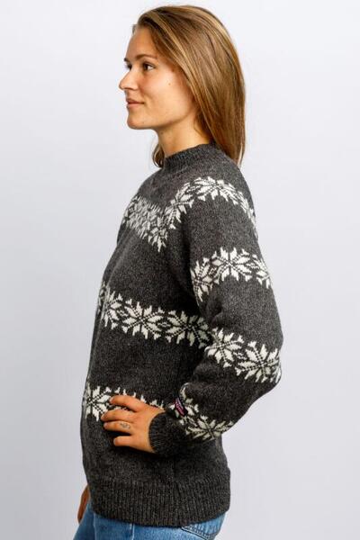 Uldsweater Koksgrå/Hvide Stjerner Norwool