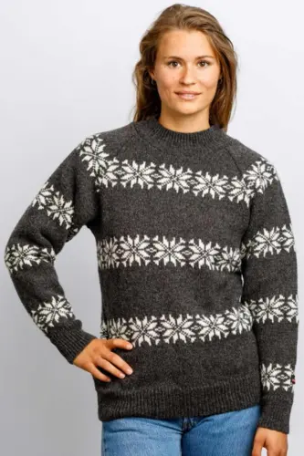 Uldsweater / Koksgrå med hvide stjerner