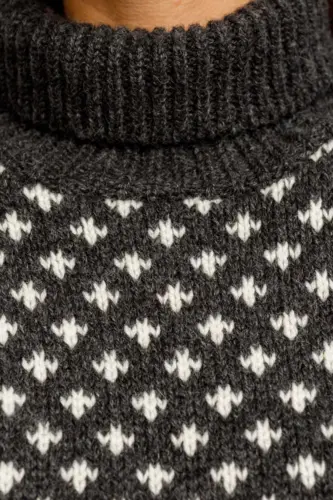 Islænder sweater -klassisk med rullekrave - koksgrå