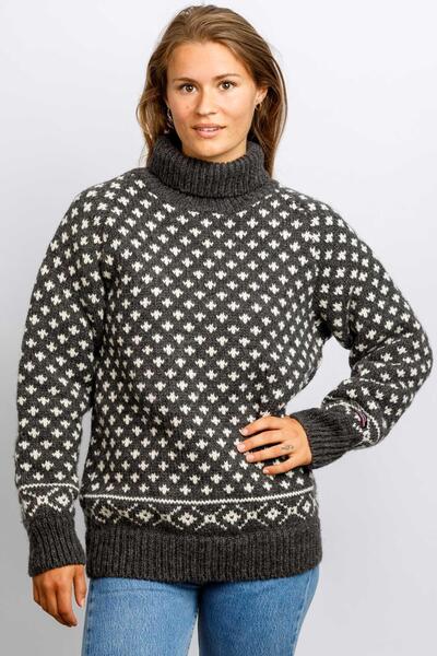 Klassisk sweater / Rullekrave / "Islænder" /  koksgrå