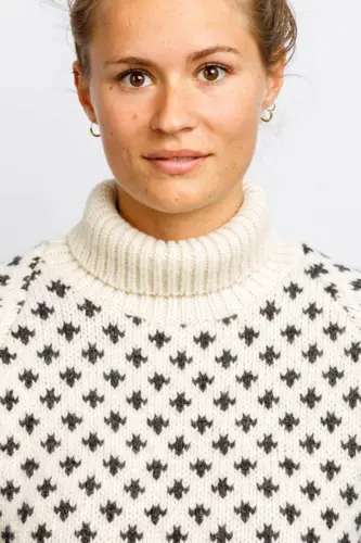 Islænder sweater - klassisk med rullekrave - Råhvid