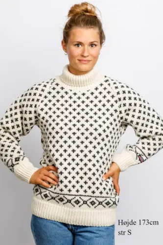 Islænder sweater - klassisk med rullekrave - Råhvid