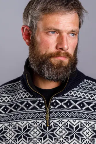 Norsk sweater / Lille lynlås, Telemark / Mørkeblå / Norwool