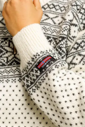 Norsk uldsweater / Lille lynlås  / Råhvid