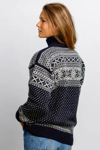 Norsk uldsweater / Lille lynlås  / Mørkeblå