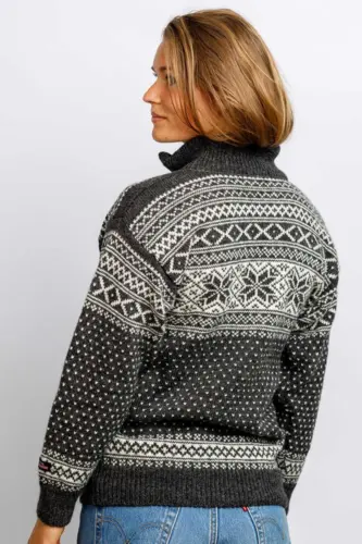 Norsk uldsweater /  Lille lynlås / Koksgrå