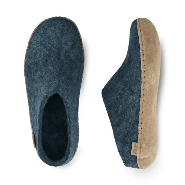 Tøffel med skindsål / Denim / Glerups