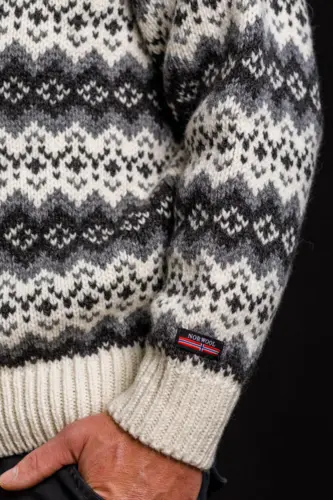 Islænder sweater / Rullekrave / Råhvid & grå / Norwool