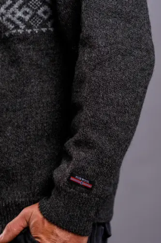 Windstopper jakke / Strik med mønster, høj hals / Grå / Gjestal