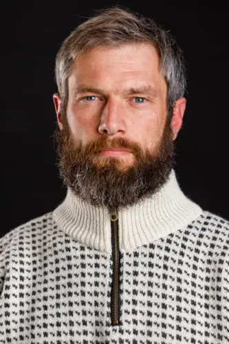 Uldsweater / Lusemønster, lille lynlås / Råhvid / Gjestal