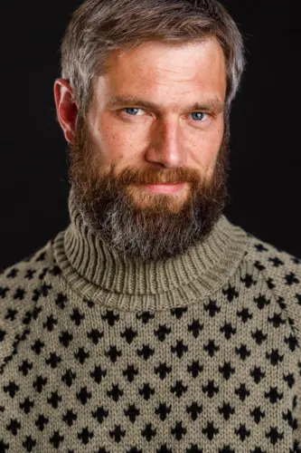 Islænder sweater / Rullekrave / Lys olive / Norwool