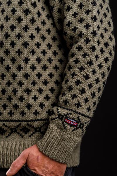 "Islænder" sweater / Rullekrave / Olivegrøn
