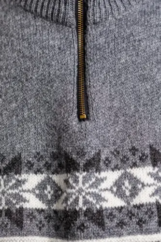 Norsk sweater / Lille lynlås, Telemark / Koksgrå & lysgrå / Norwool