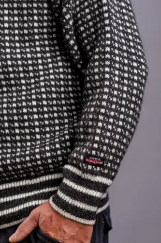 Uld cardigan / Lusemønster, lynlås / Koksgrå / Gjestal