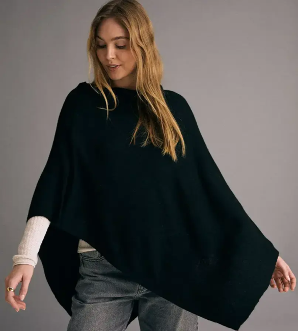 Poncho / Kashmir uld mix / Sort