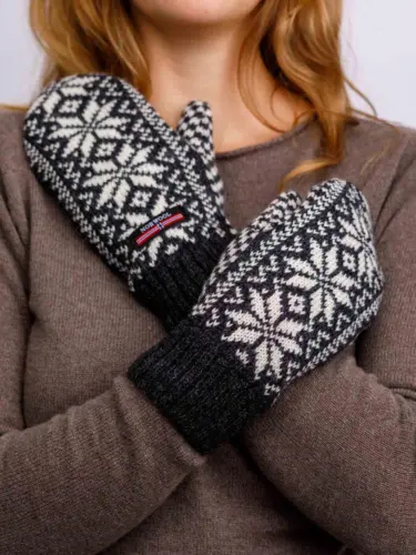 Originale norske  uldvanter / koksgrå med fleece indvendig / medium