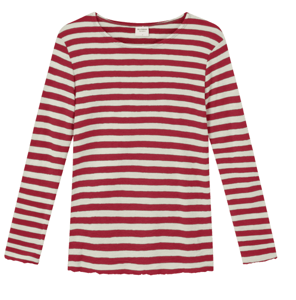 Merinould Trøje / Stribet Raw white-Coral /  By Basic