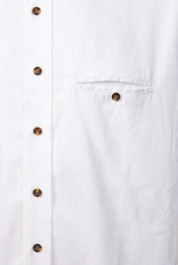 Collarless Linen Grandad Shirt - Bleach White