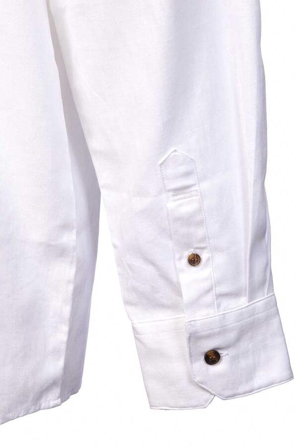 Collarless Linen Grandad Shirt - Bleach White