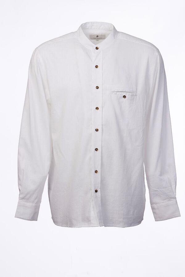 Collarless Linen Grandad Shirt - Bleach White