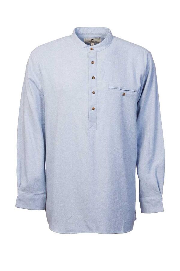 Flannel Grandfather Shirt - Solid Blue