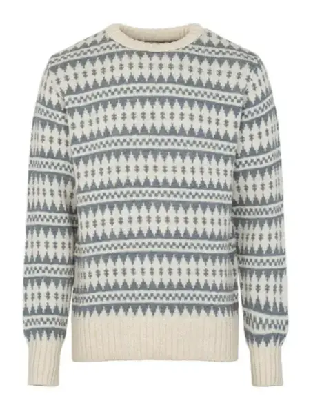 Gorm Sweater / Round Neck/ White-Denim/ Fuza Wool