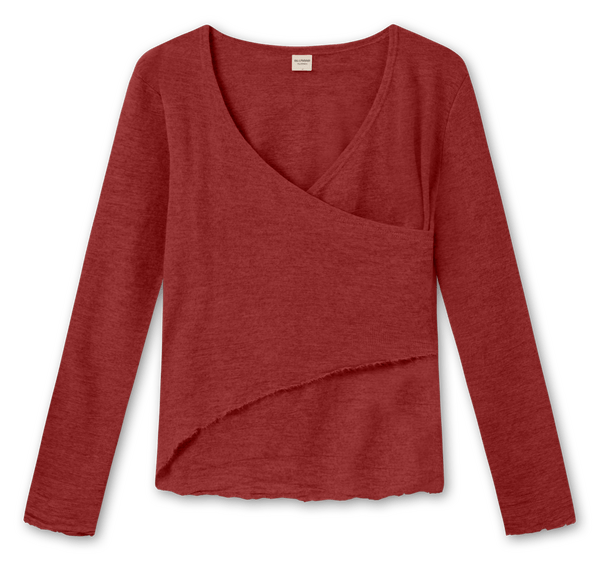 Asymmetrisk Merinould Bluse / Terracotta  / ByBasic