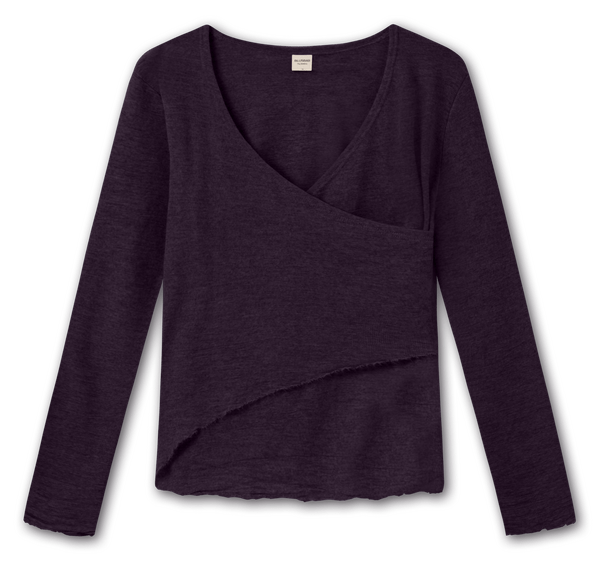Asymmetrisk Merinould Bluse / Plum Melange / ByBasics