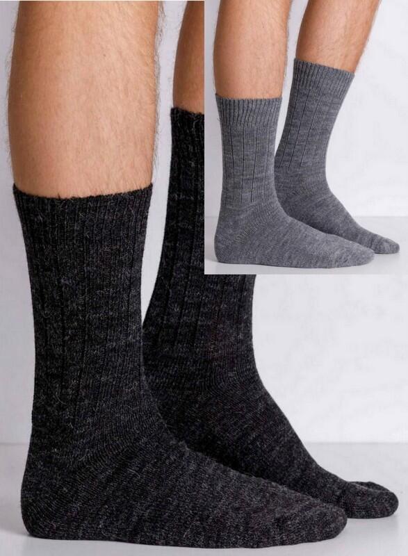 2 Par /  Alpaca sokker/ Grå og Sort