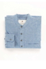 Vintage Cotton Grandfather Shirt - Blå med Hvid Stribe