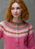 Alpine Cardigan Éribe – Pink Lilly  | Fair Isle cardigan i 100% merinould