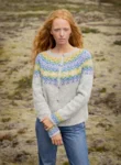 45-15 Sigur Strikkeopskrift cardigan i Fjallalopi (engelsk) trykt