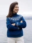 44-6 Snjókorn Strikkeopskrift sweater i Fjallalopi trykt