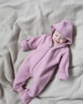 Engel Natur babydragt med hætte og lynlås i uldfleece, rosentræ meleret – billede 2